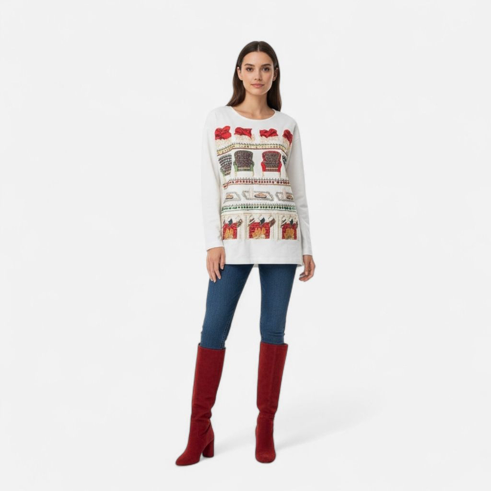 Cedars Vintage Holiday Christmas Long Sleeve T-Shirt -Medium - See Notes